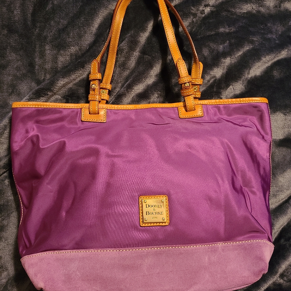 Dooney & Bourke Purple Fabric and Suede Tote